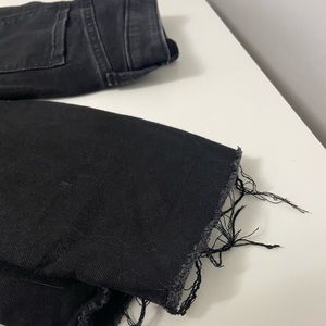 Black high-waisted power straight jeans